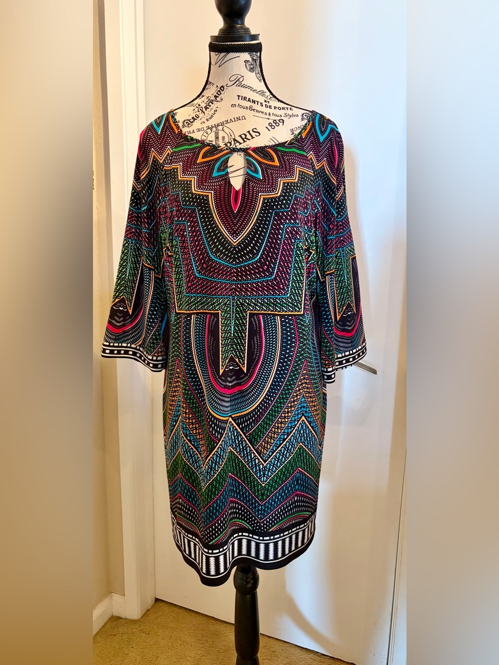 Laundry By Shelli Segal Multi-Color Geometric Print Midi Dress